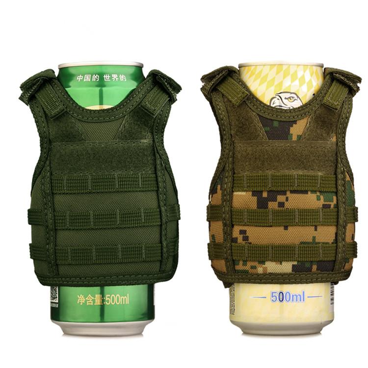 Molle Adjustable Beverage Holder Miniature Tactical Vest for 12oz or 16oz Cans or Bottles