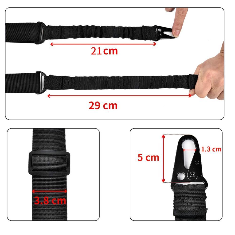Two Points Rifle Sling with Length Adjuster Traditional Sling with Metal Hook for Outdoors Black