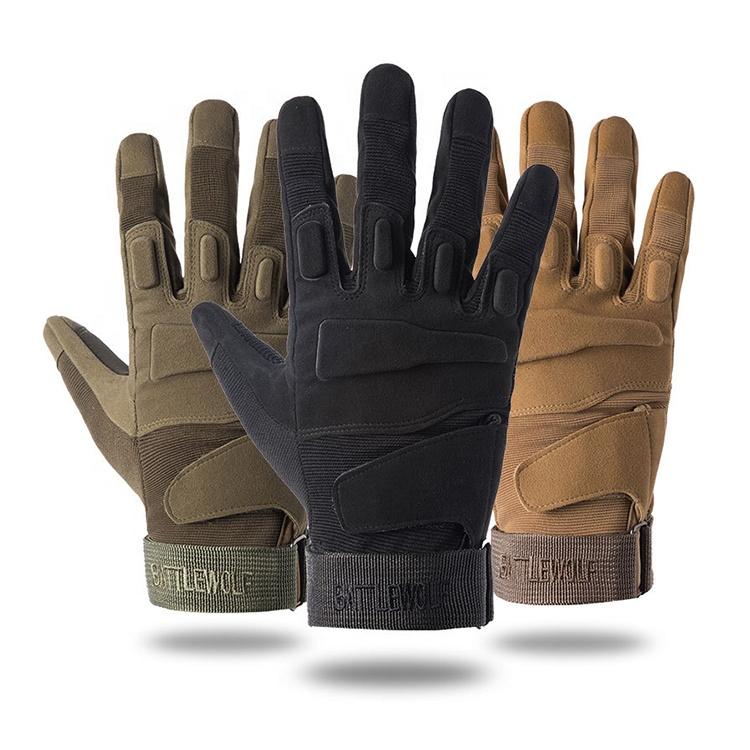 3 Sizes Beige Protective Shock Resistant Winter Outdoor Full Finger Army Military Tactical Gloves
