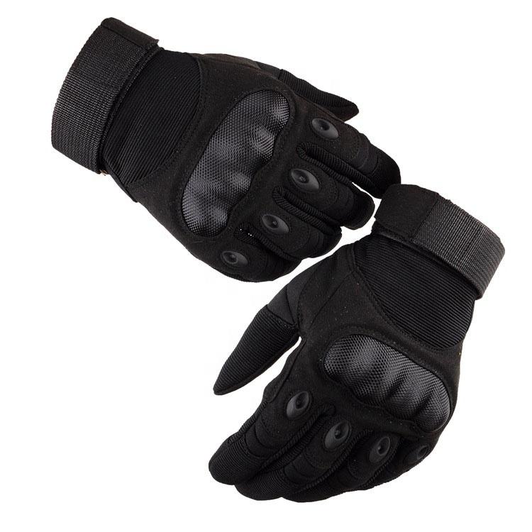 Custom Camping Hiking Outdoor Full Finger Carbon Fiber Black Tactical Men Gloves