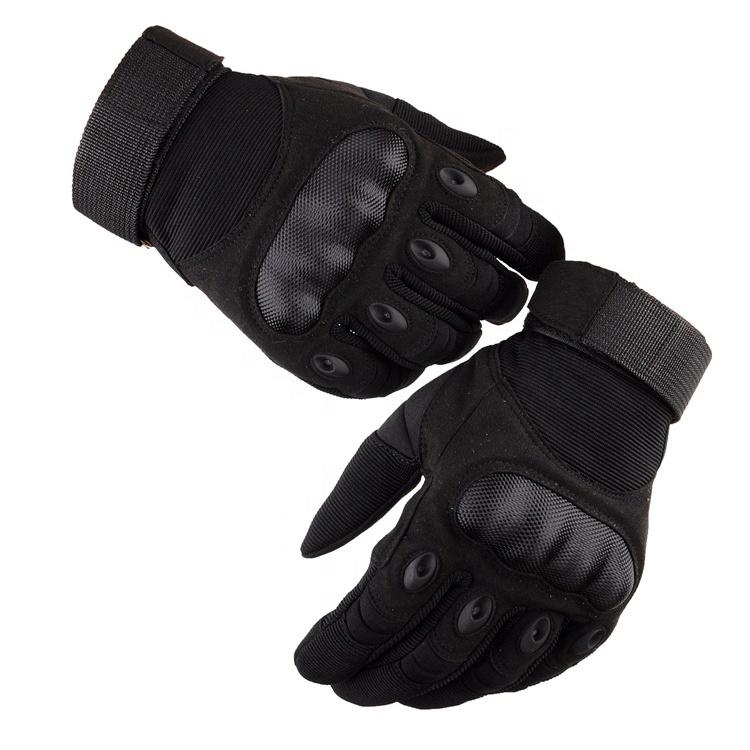 Custom Camping Hiking Outdoor Full Finger Carbon Fiber Black Tactical Men Gloves