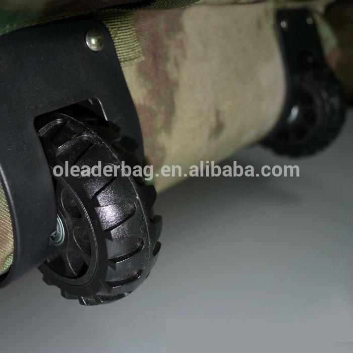 Dual Purpose Camouflage Military Tactical Trolley Bag Backpack With Big PP Wheels