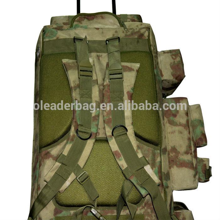 Dual Purpose Camouflage Military Tactical Trolley Bag Backpack With Big PP Wheels