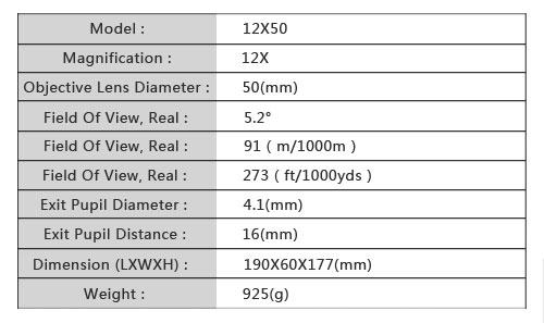 military telescope best quality 12x50 Binocular for hunting camping travel